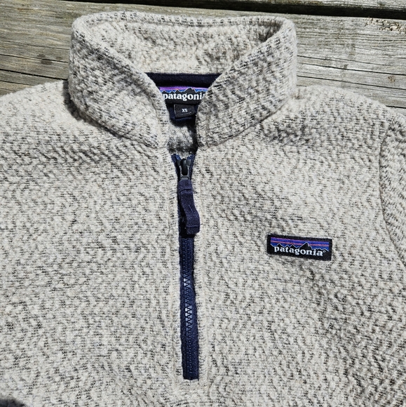 Patagonia Woolyester Pullover in Oatmeal & Navy - size xs - Picture 4 of 11